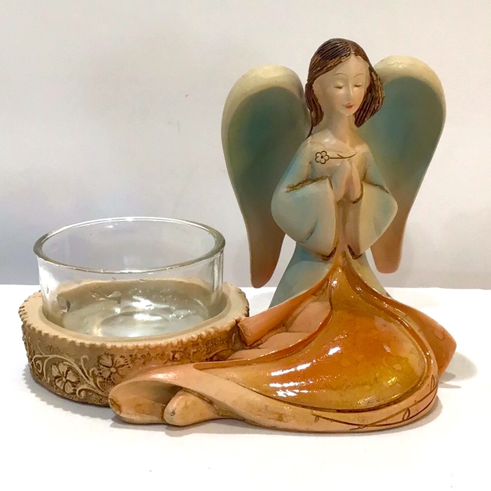 Vintage Reverant Angel with tea light holder